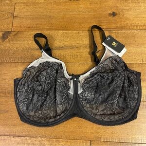 NWT Wacoal Retro Chic Bra 40H Unlined Lace Black And White Lift And Shape New